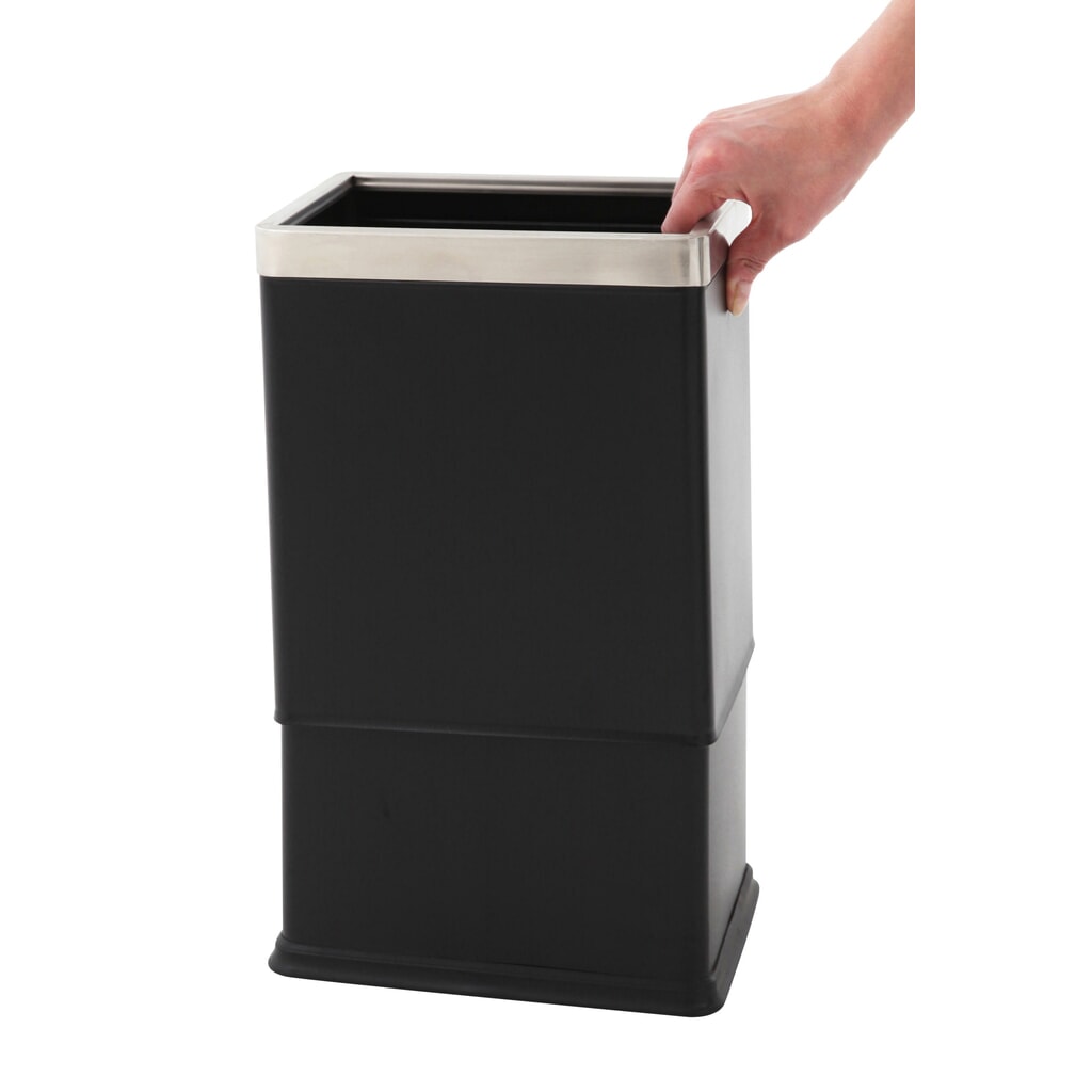 Cubo de residuos de doble pared, rectangular, 10 litros, negro Número de imagen del producto 2: Cubo de residuos de doble pared, rectangular, 10 litros, negro