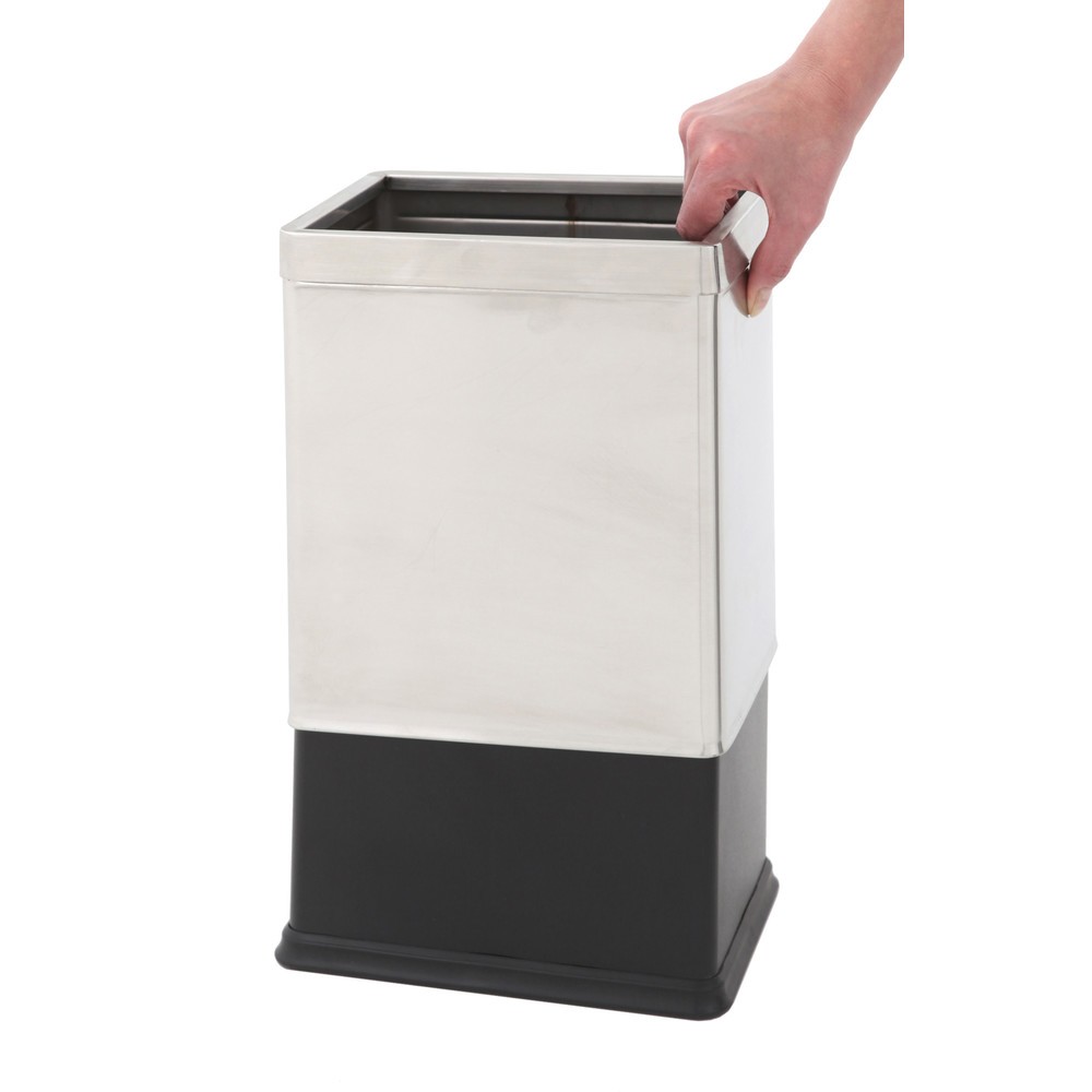Número de imagen del producto 2: Cubo de residuos de doble pared, rectangular, 10 litros, acero inoxidable mate