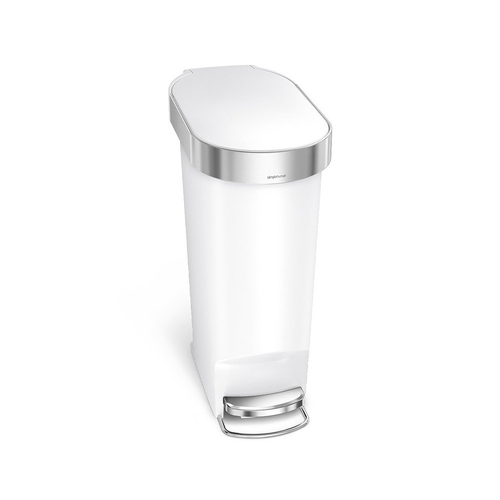 Número de imagen del producto 1: Cubo de residuos con pedal SIMPLEHUMAN Slim, 40 litros, blanco