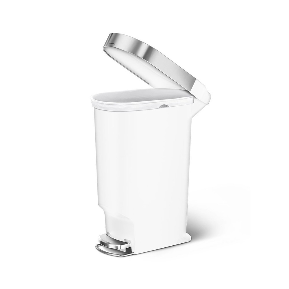 Número de imagen del producto 3: Cubo de residuos con pedal SIMPLEHUMAN Slim, 40 litros, blanco