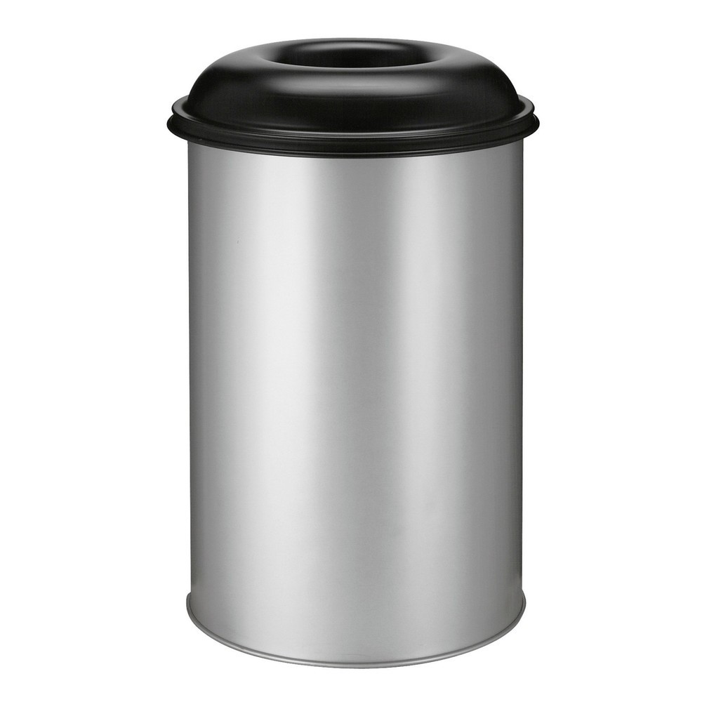 Número de imagen del producto 1: Cubo de residuos de seguridad autoextinguible de acero, 200 litros, gris aluminio, negro