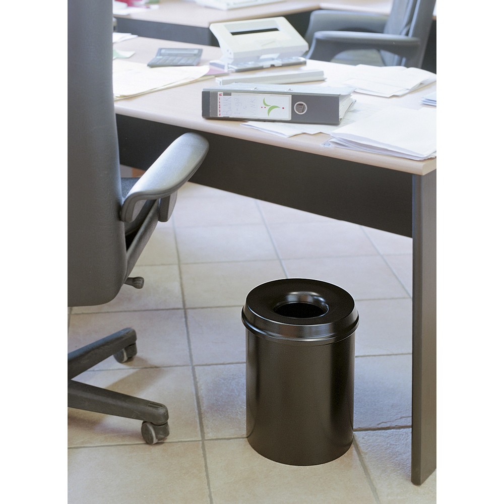 Número de imagen del producto 2: Cubo de residuos de seguridad autoextinguible, acero, 30 litros, negro