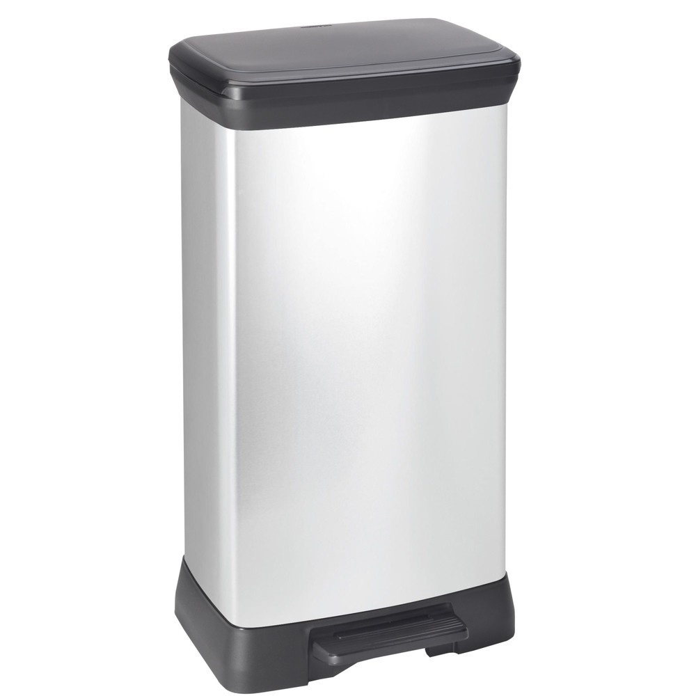 Número de imagen del producto 1: Cubo de residuos DECOBIN con pedal, rectangular, 50 litros, plata/negro