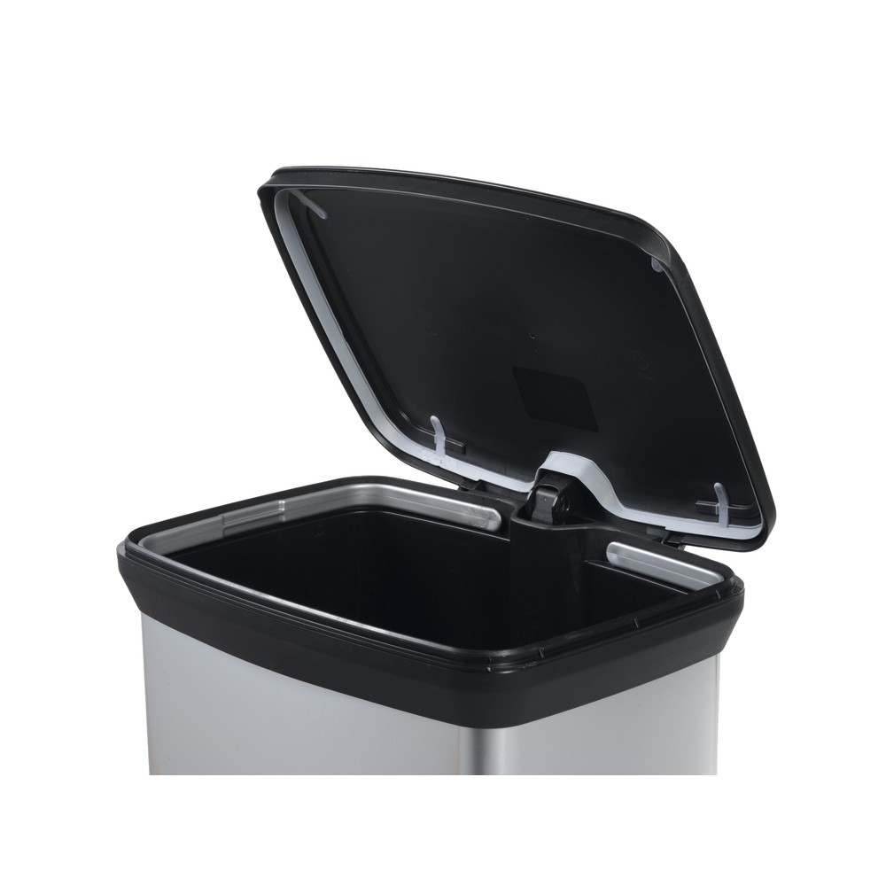Número de imagen del producto 2: Cubo de residuos DECOBIN con pedal, rectangular, 50 litros, plata/negro