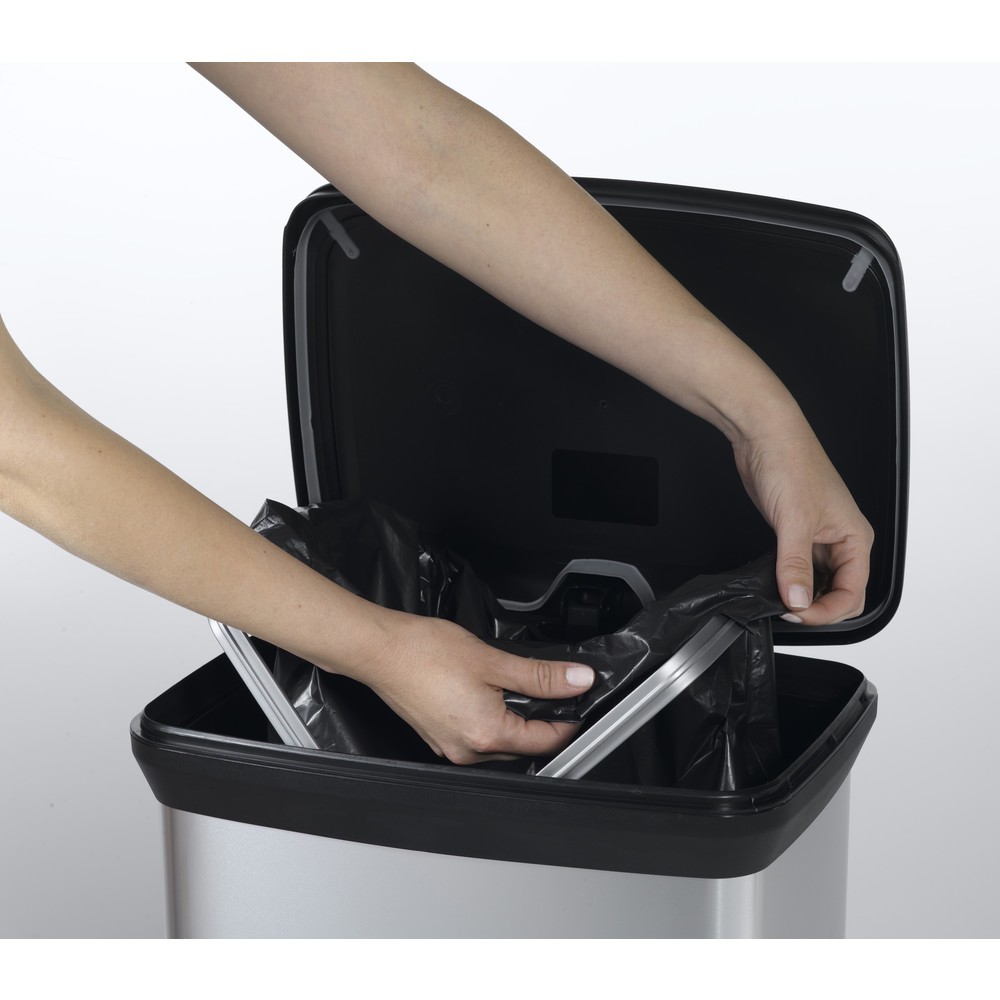 Número de imagen del producto 4: Cubo de residuos DECOBIN con pedal, rectangular, 50 litros, plata/negro