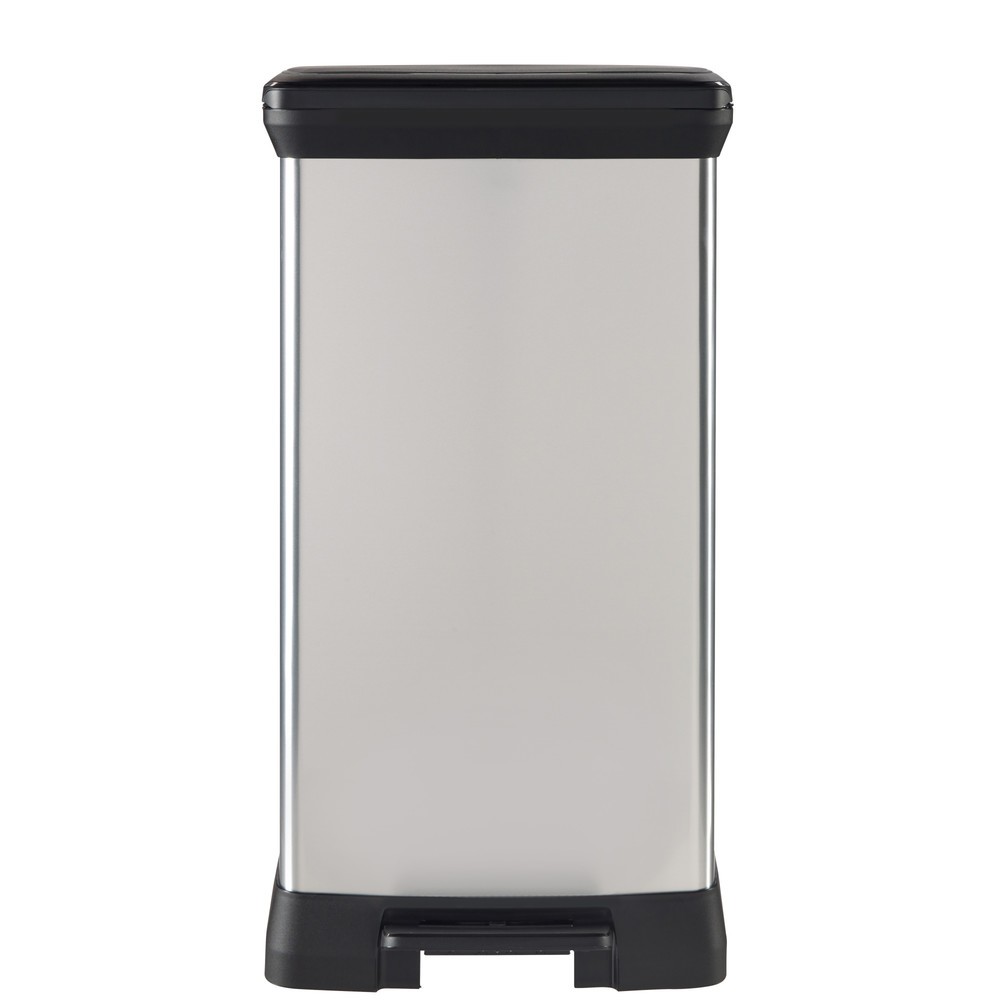 Número de imagen del producto 5: Cubo de residuos DECOBIN doble con pedal, rectangular, 2 x 23 litros, plata/negro