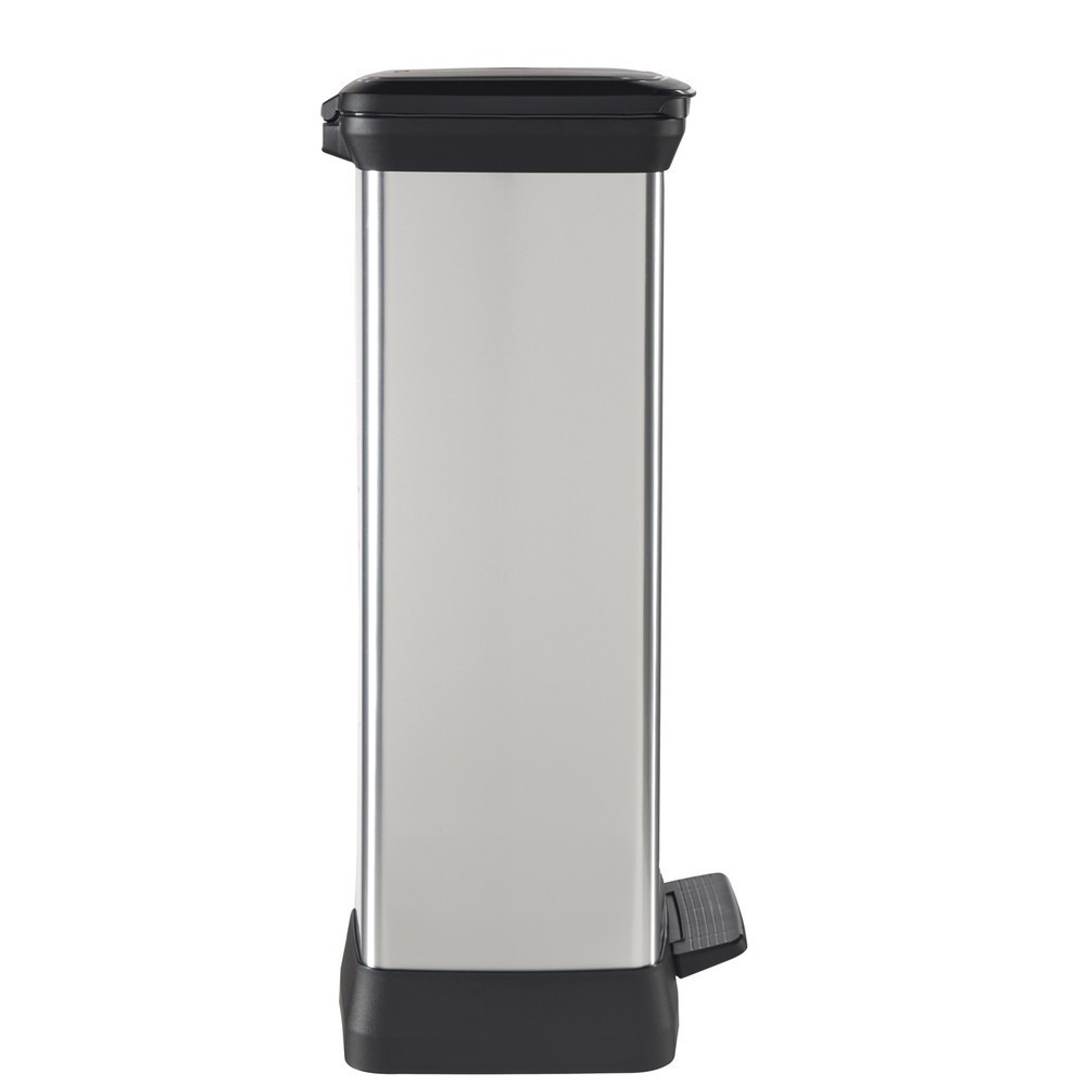 Número de imagen del producto 6: Cubo de residuos DECOBIN doble con pedal, rectangular, 2 x 23 litros, plata/negro