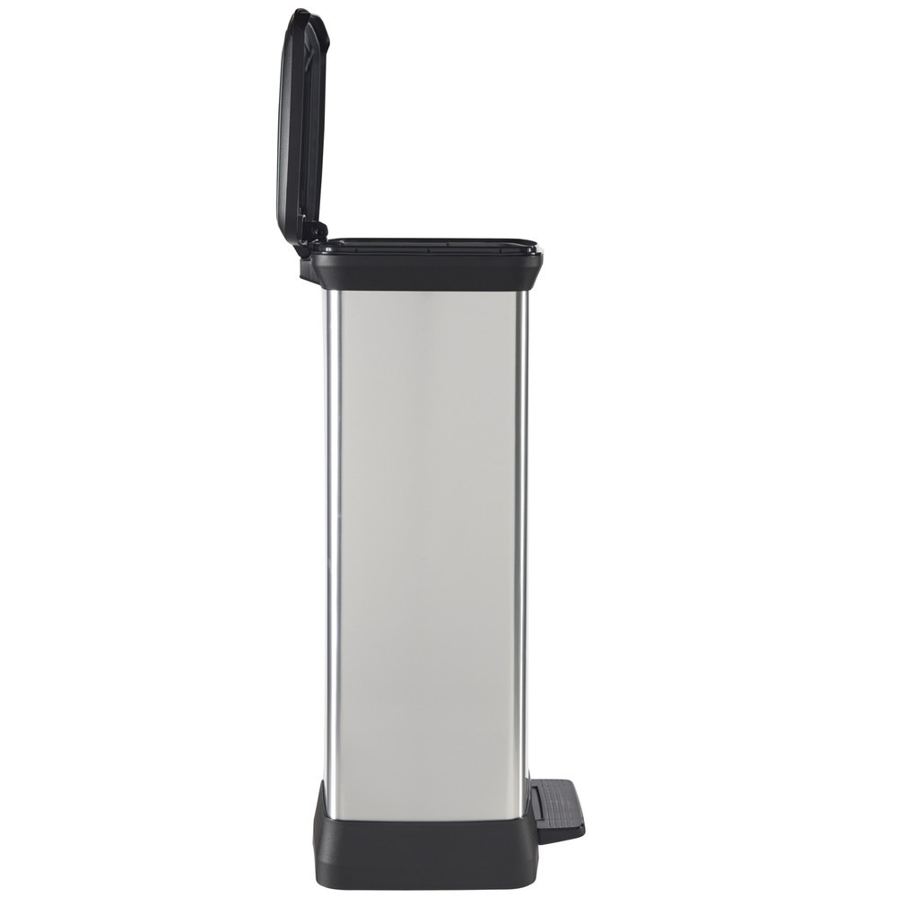Número de imagen del producto 7: Cubo de residuos DECOBIN doble con pedal, rectangular, 2 x 23 litros, plata/negro