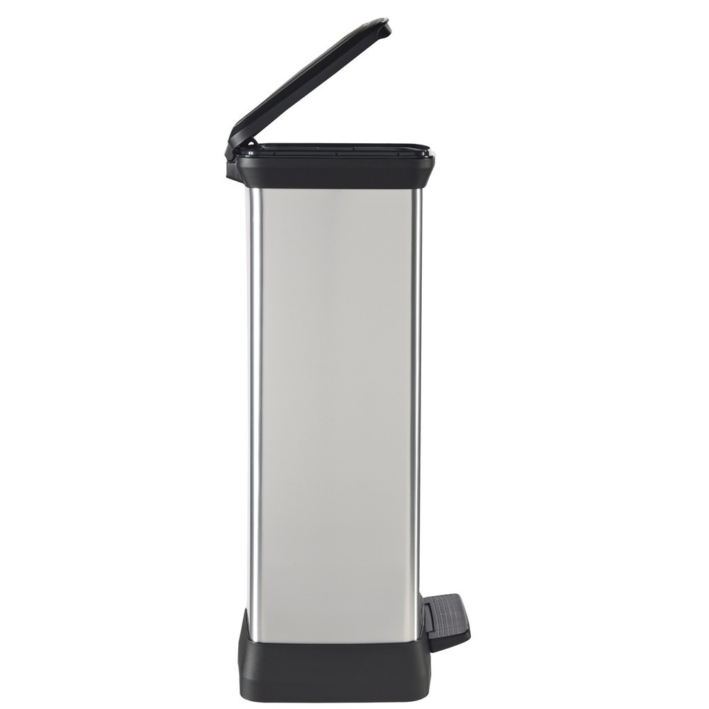 Número de imagen del producto 8: Cubo de residuos DECOBIN doble con pedal, rectangular, 2 x 23 litros, plata/negro