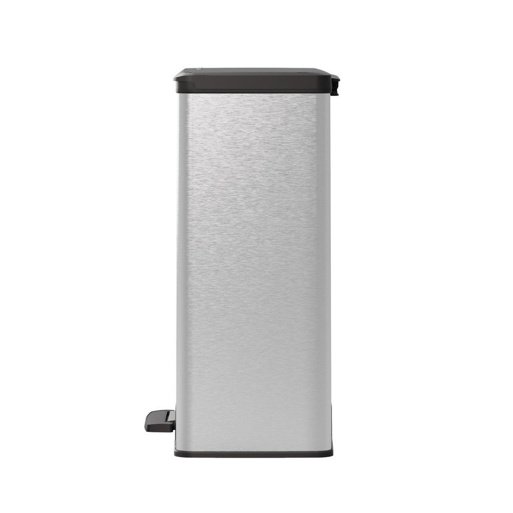 Número de imagen del producto 5: Cubo de residuos DECOBIN doble con pedal, rectangular, 2 x 26 litros, plata/negro