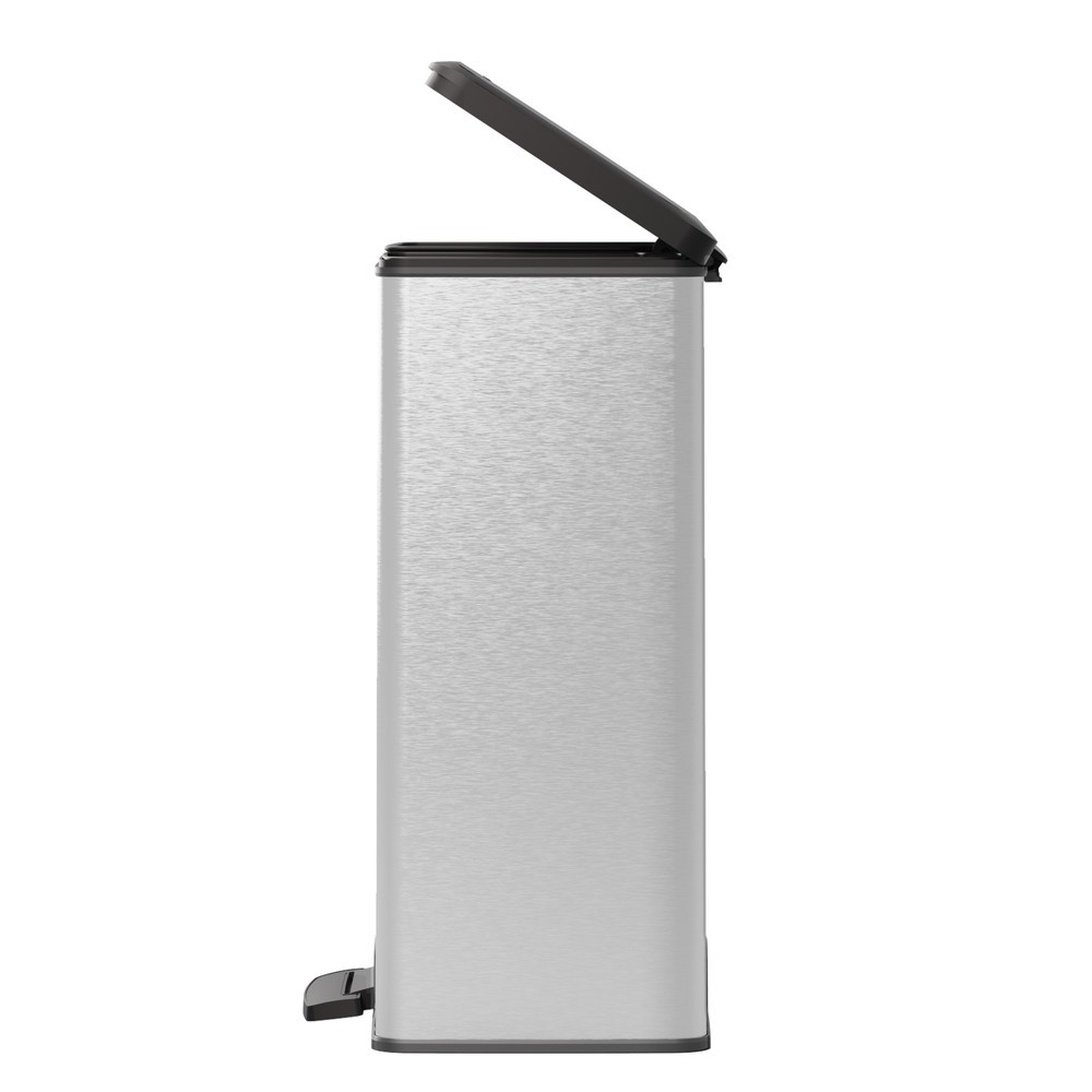 Número de imagen del producto 6: Cubo de residuos DECOBIN doble con pedal, rectangular, 2 x 26 litros, plata/negro