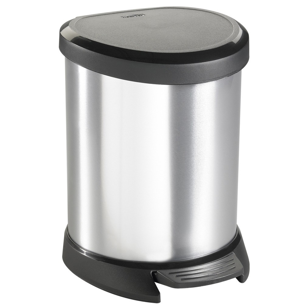Imagen del producto: Cubo de residuos DECOBIN con pedal, semicircular, 5 litros, plata/negro
