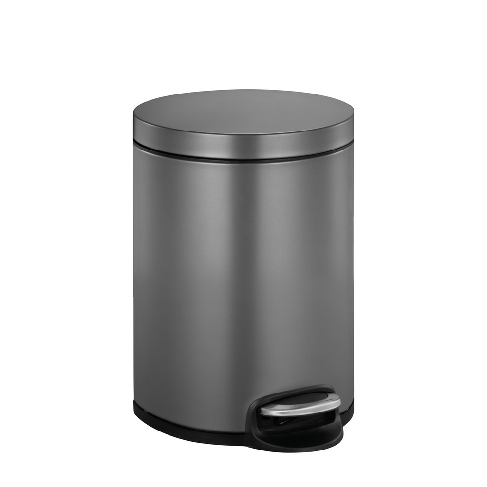 Número de imagen del producto 1: Cubo de residuos EKO Serene con pedal, 5 litros, de acero, gris platino