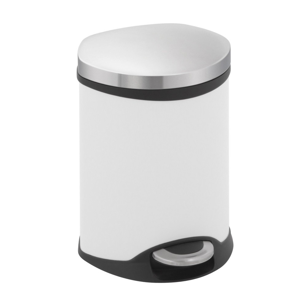 Imagen del producto: Cubo de residuos EKO Shell Bin con pedal, 6 litros, de acero, blanco