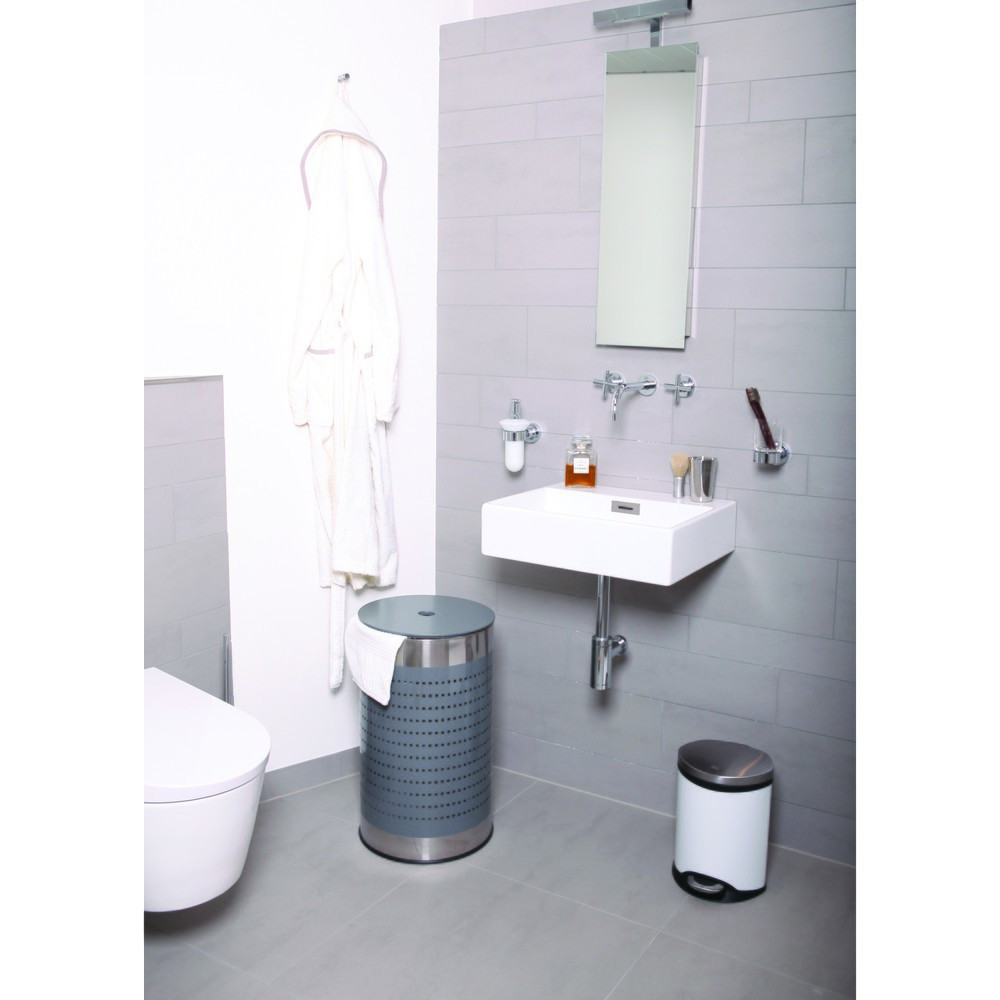 Número de imagen del producto 2: Cubo de residuos EKO Shell Bin con pedal, 6 litros, de acero, blanco