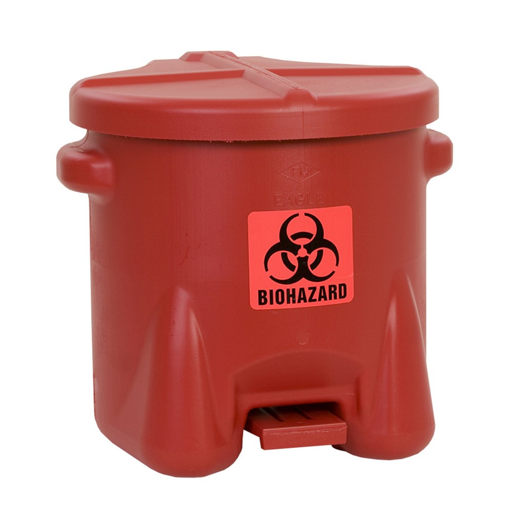 Imagen del producto: Cubo de residuos Justrite® Eagle, residuos biológicos, polietileno de alta densidad, 22,8 litros, rojo