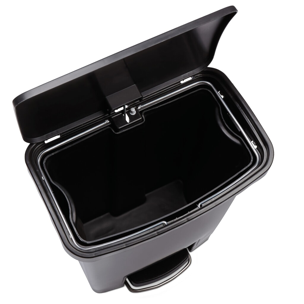 Número de imagen del producto 2: Rubbermaid Slim Jim® - Cubo de basura con pedal lateral ancho, plástico, 15 litros, color beige