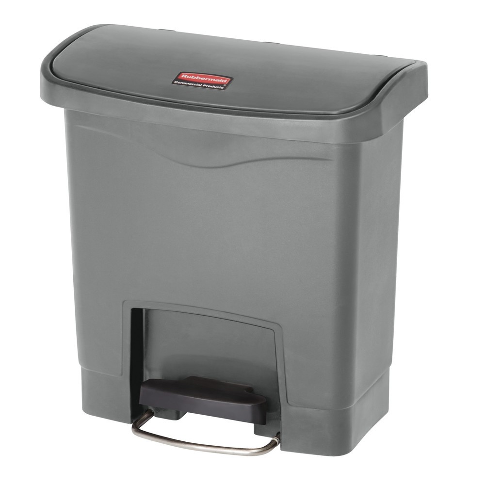Número de imagen del producto 1: Rubbermaid Slim Jim® - Cubo de basura con pedal lateral ancho, plástico, 30 litros, color gris