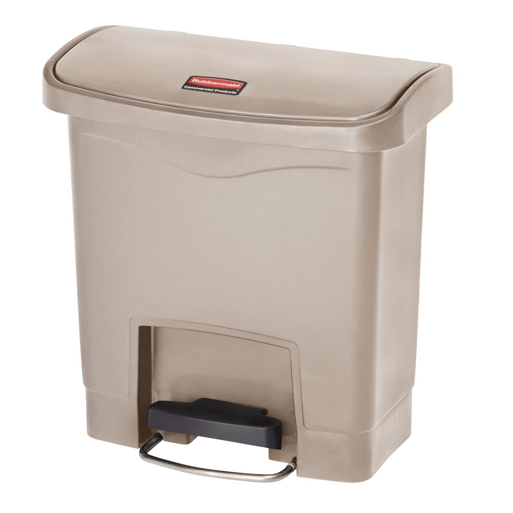 Imagen del producto: Rubbermaid Slim Jim® - Cubo de basura con pedal lateral ancho, plástico, 15 litros, color beige