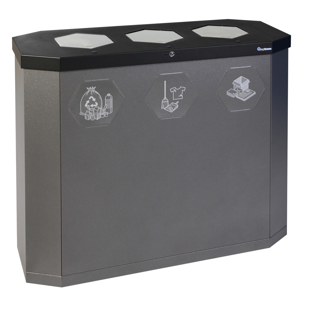 Cubo de residuos stumpf® Sixco 3 swing hierro micáceo Imagen del producto: Cubo de residuos stumpf® Sixco 3 swing hierro micáceo