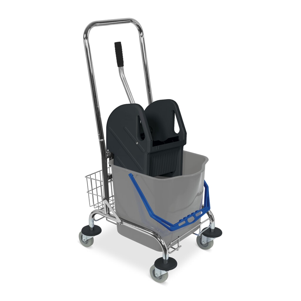 Cubo simple con ruedas Sprintus, cromado, cubo de 27 litros Imagen del producto: Cubo simple con ruedas Sprintus, cromado, cubo de 27 litros