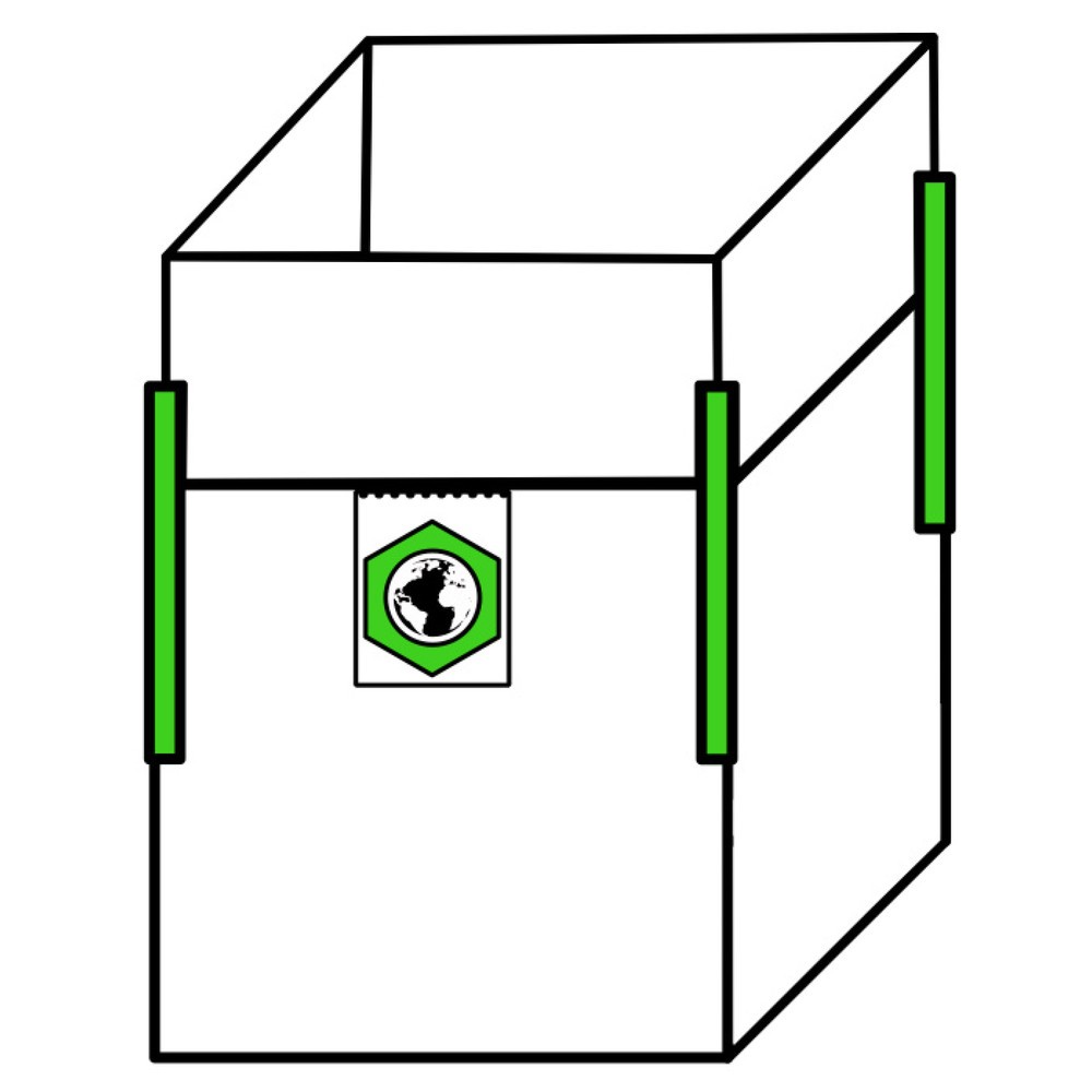 Imagen del producto: Saco de transporte Big Bag, 4 asas, faldón, sin revestimiento, CC 1.000 kg, impreso por 3 caras, 300 ud./UV