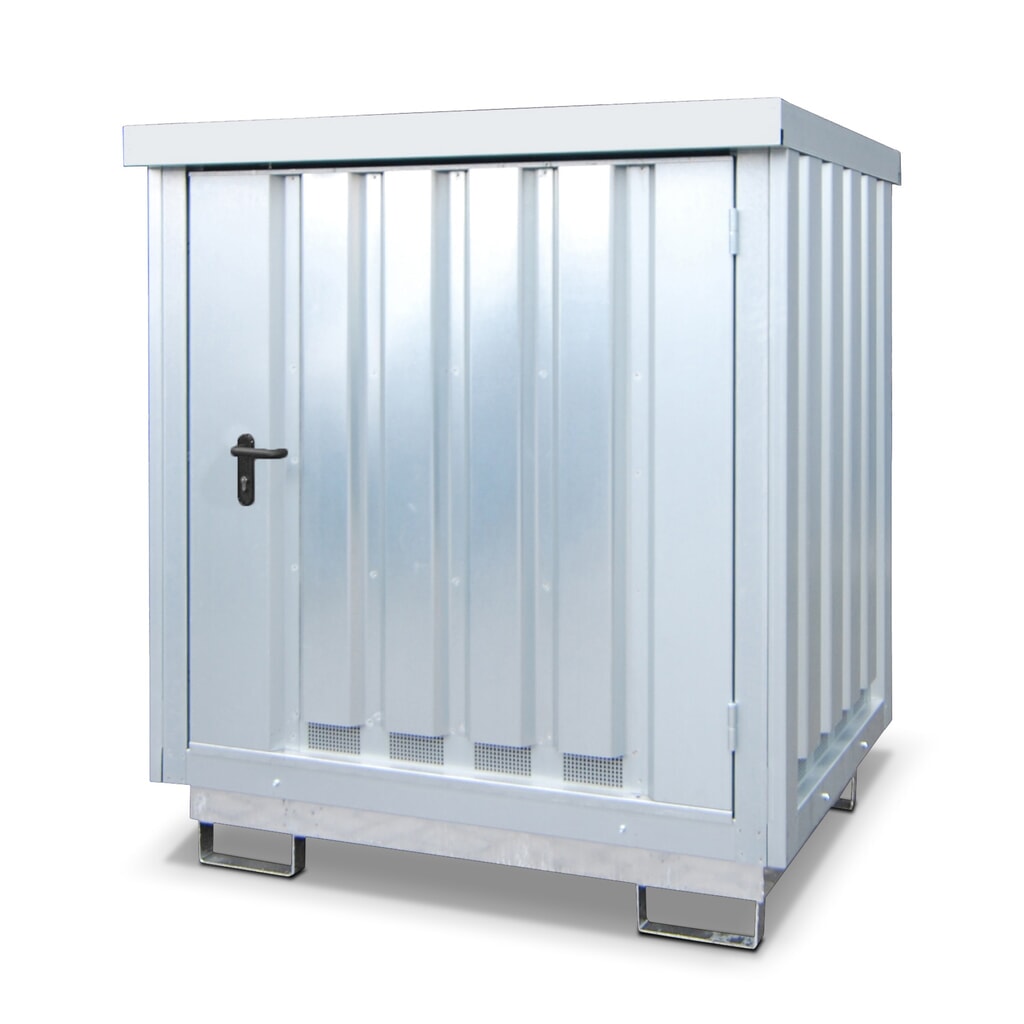 Depósito de sustancias peligrosas GD-E 2, con cuba de contención, galvanizado Imagen del producto: Depósito de sustancias peligrosas GD-E 2, con cuba de contención, galvanizado