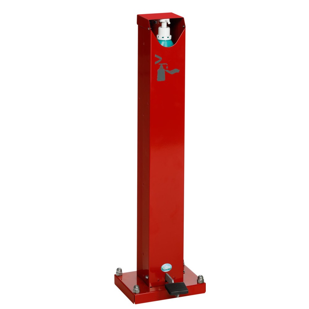 Número de imagen del producto 1: Dispensador de desinfectante de manos HDS 85 de VAR ®, montaje en suelo, con dispensador y pedal, rojo
