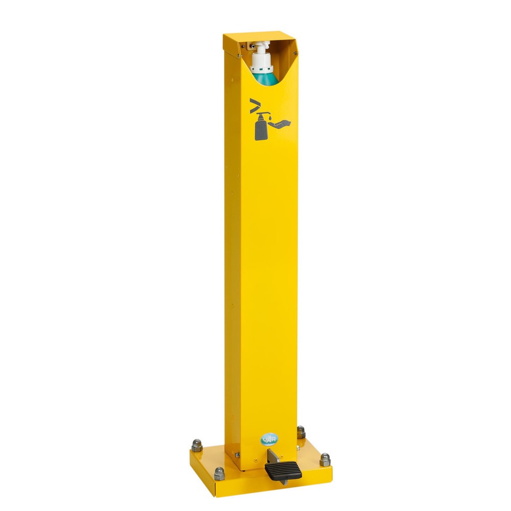 Imagen del producto: Dispensador de desinfectante de manos HDS 85 de VAR ®, montaje en suelo, con dispensador y pedal, amarillo