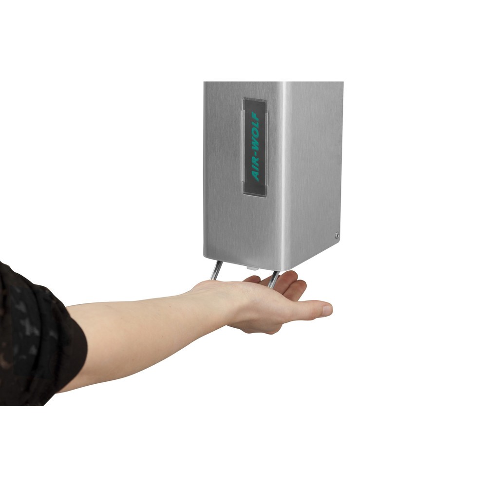 Número de imagen del producto 2: Dispensador de jabón y de desinfectante Air-Wolf para 1200 ml de loción lavamanos o desinfectante serie Omega, de acero inoxidable cepillado