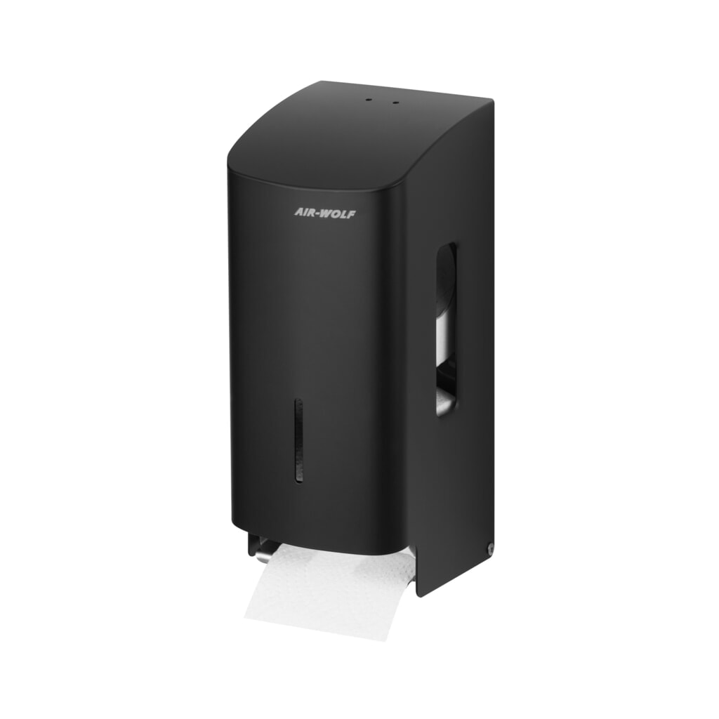 Dispensador de papel higiénico Air-Wolf para 2 rollos domésticos, negro Imagen del producto: Dispensador de papel higiénico Air-Wolf para 2 rollos domésticos, negro