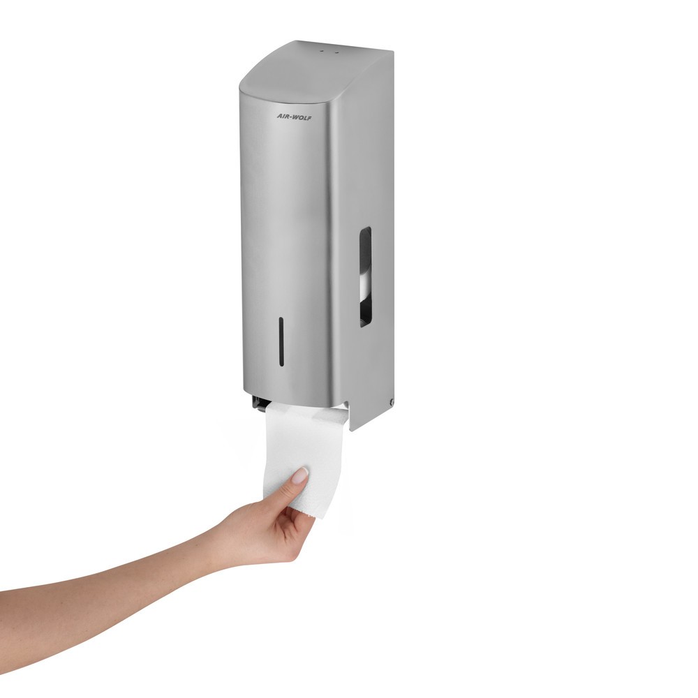 Número de imagen del producto 2: Dispensador de papel higiénico Air-Wolf para 3 rollos domésticos, acero inoxidable cepillado