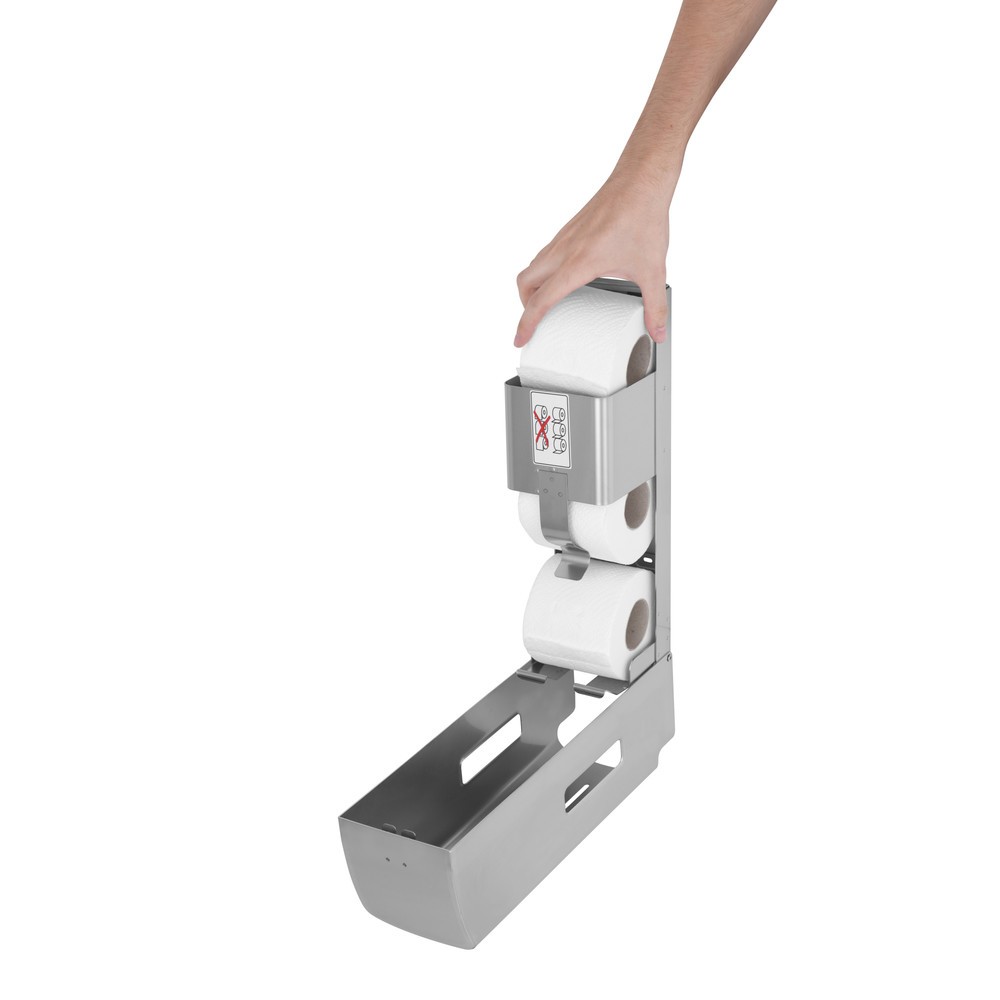 Número de imagen del producto 5: Dispensador de papel higiénico Air-Wolf para 3 rollos domésticos, acero inoxidable cepillado