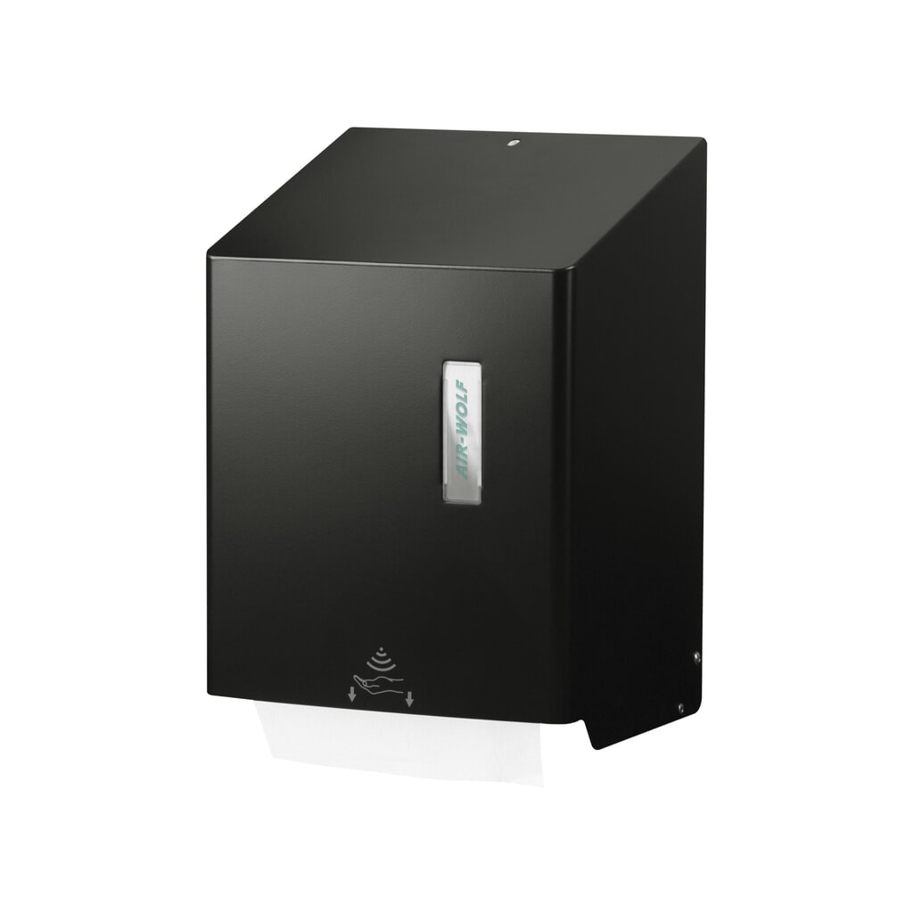 Dispensador de toallas de papel Air-Wolf automático, negro Imagen del producto: Dispensador de toallas de papel Air-Wolf automático, negro