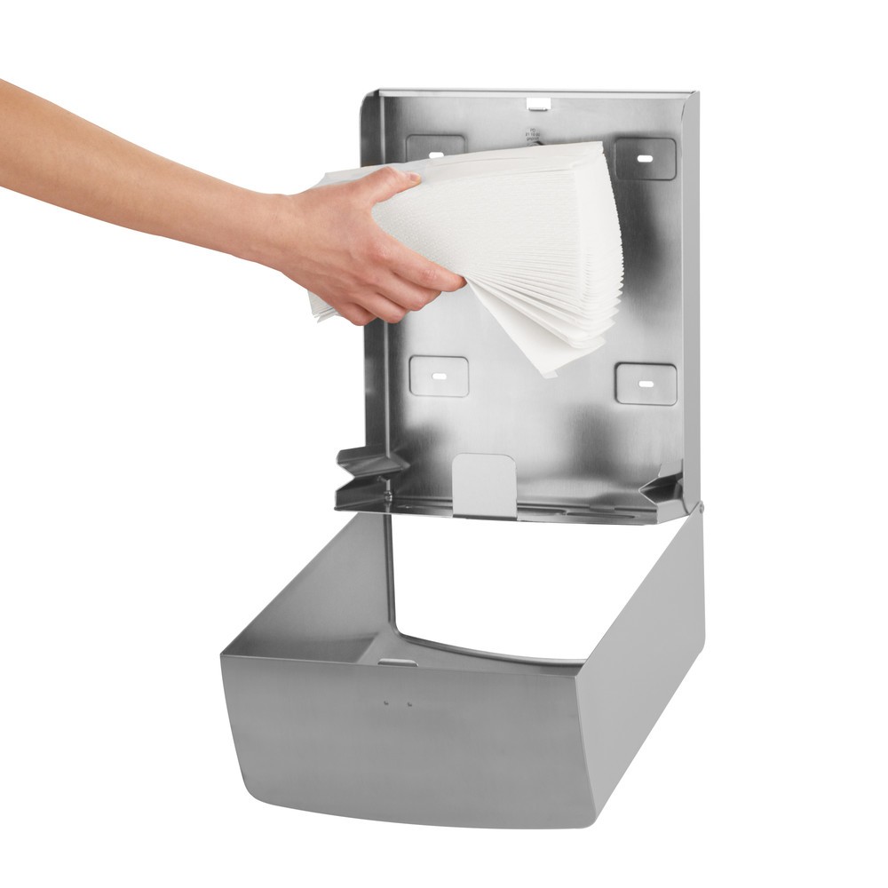 Número de imagen del producto 7: Dispensador de toallas de papel Air-Wolf para hasta 600 toallas plegadas, acero inoxidable cepillado