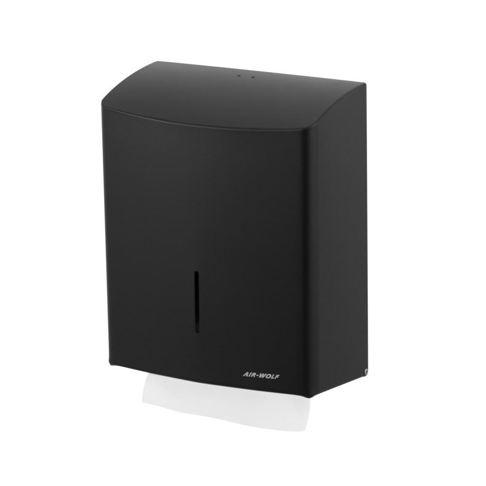 Imagen del producto: Dispensador de toallas de papel Air-Wolf para hasta 600 toallas plegadas, acero inoxidable negro mate