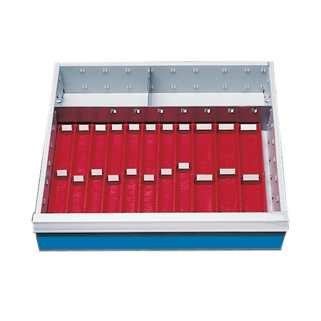 Imagen del producto: División de cajones con cubetas para carro de taller Bedrunka+Hirth, altura frontal 100 mm