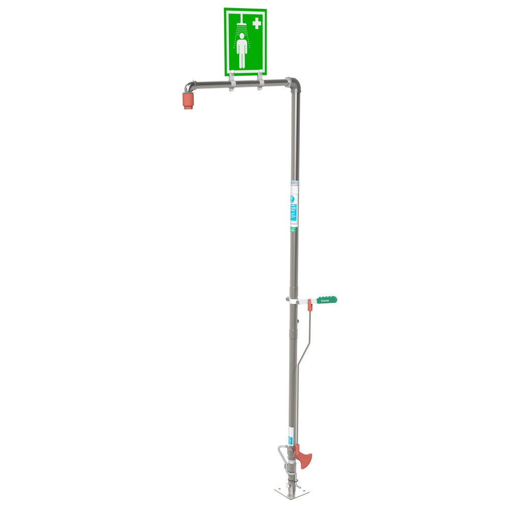 Imagen del producto: Ducha Justrite® SD18G Hughes, descarga automática, modelo de suelo, aplicación exterior, acero galvanizado