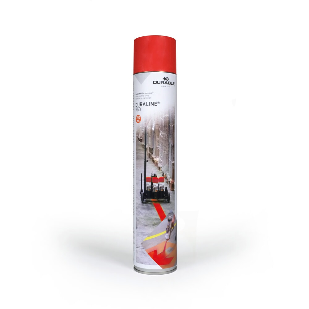 Imagen del producto: DURABLE pintura para marcado de suelos en aerosol DURALINE®, para interiores y exteriores, 750 ml, rojo