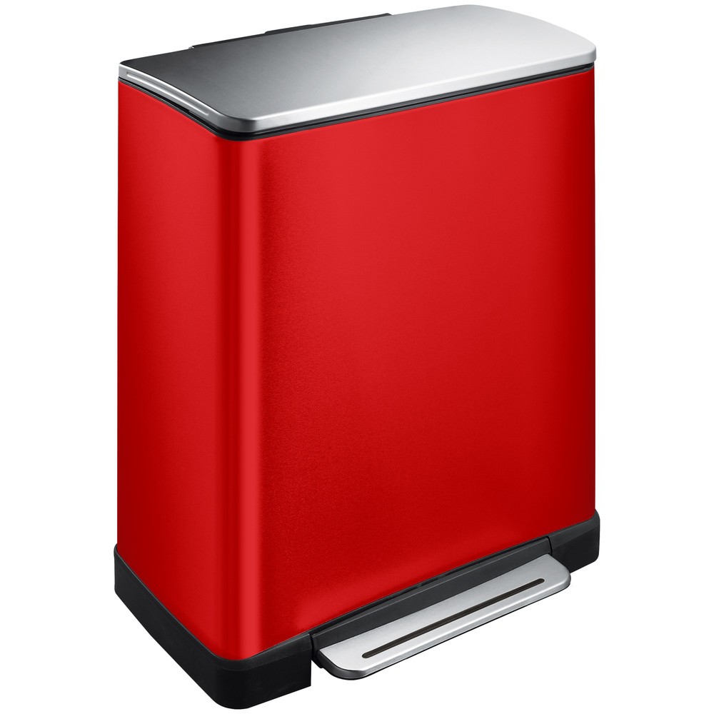 Número de imagen del producto 1: Cubo de residuos con pedal EKO E-Cube, 1 x 28 + 1 x 18 litros, rojo