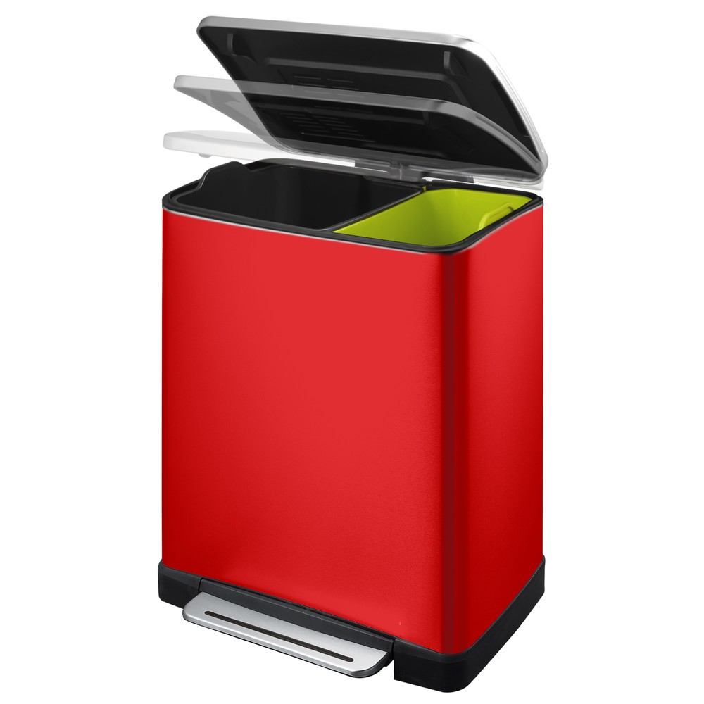 Número de imagen del producto 2: Cubo de residuos con pedal EKO E-Cube, 1 x 28 + 1 x 18 litros, rojo