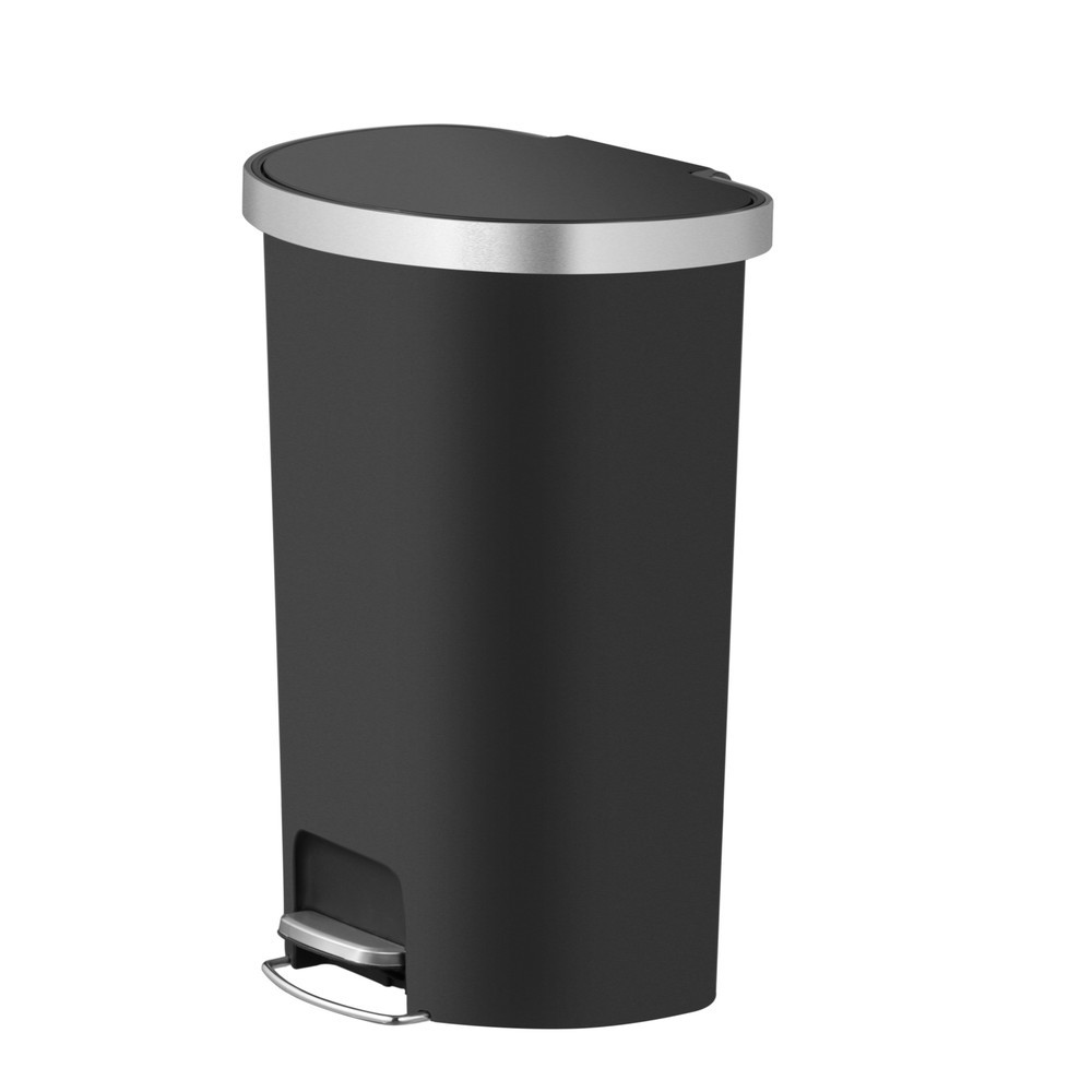 Imagen del producto: Cubo de residuos con pedal EKO Hana, semicircular, 55 litros, negro