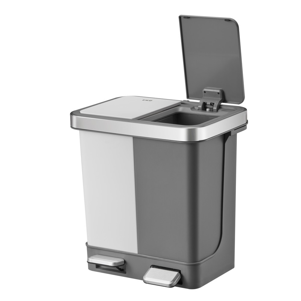 Número de imagen del producto 2: Cubo de residuos con pedal EKO Hana Duo, 2 x 10 litros, blanco, gris