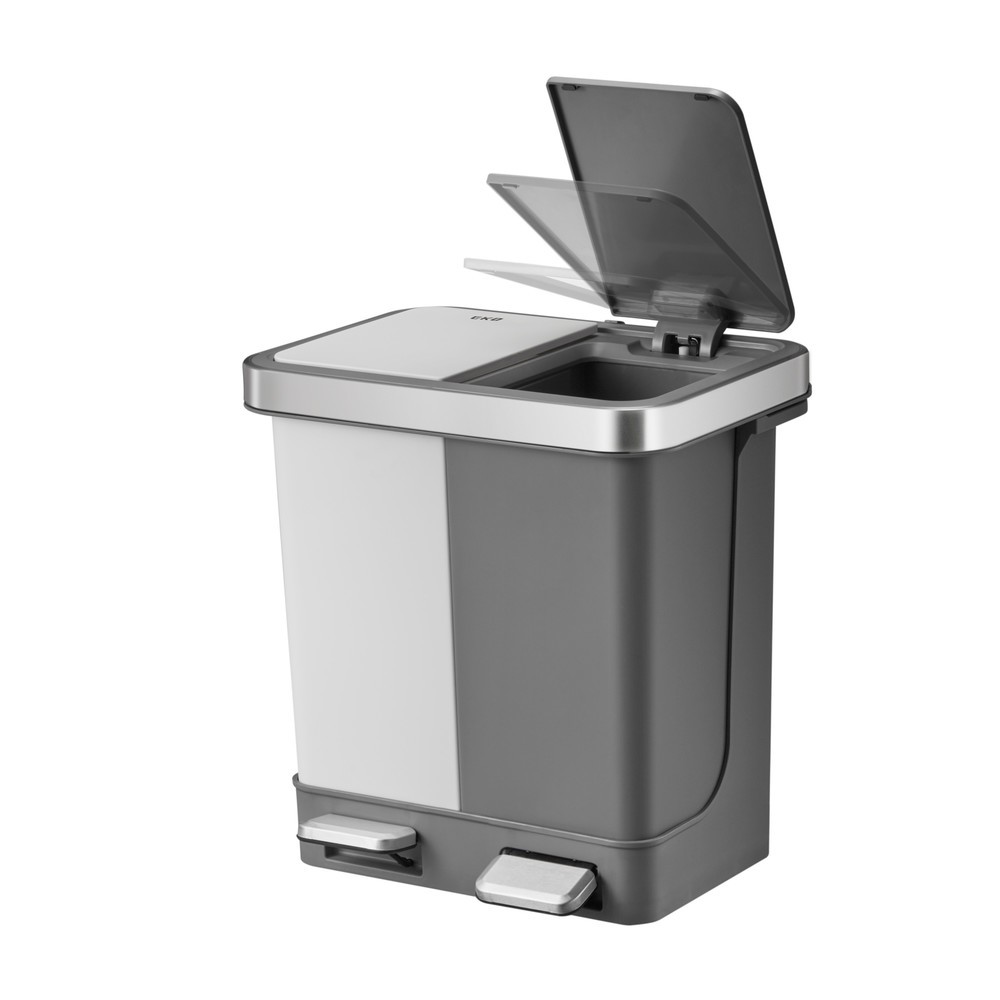 Número de imagen del producto 3: Cubo de residuos con pedal EKO Hana Duo, 2 x 10 litros, blanco, gris