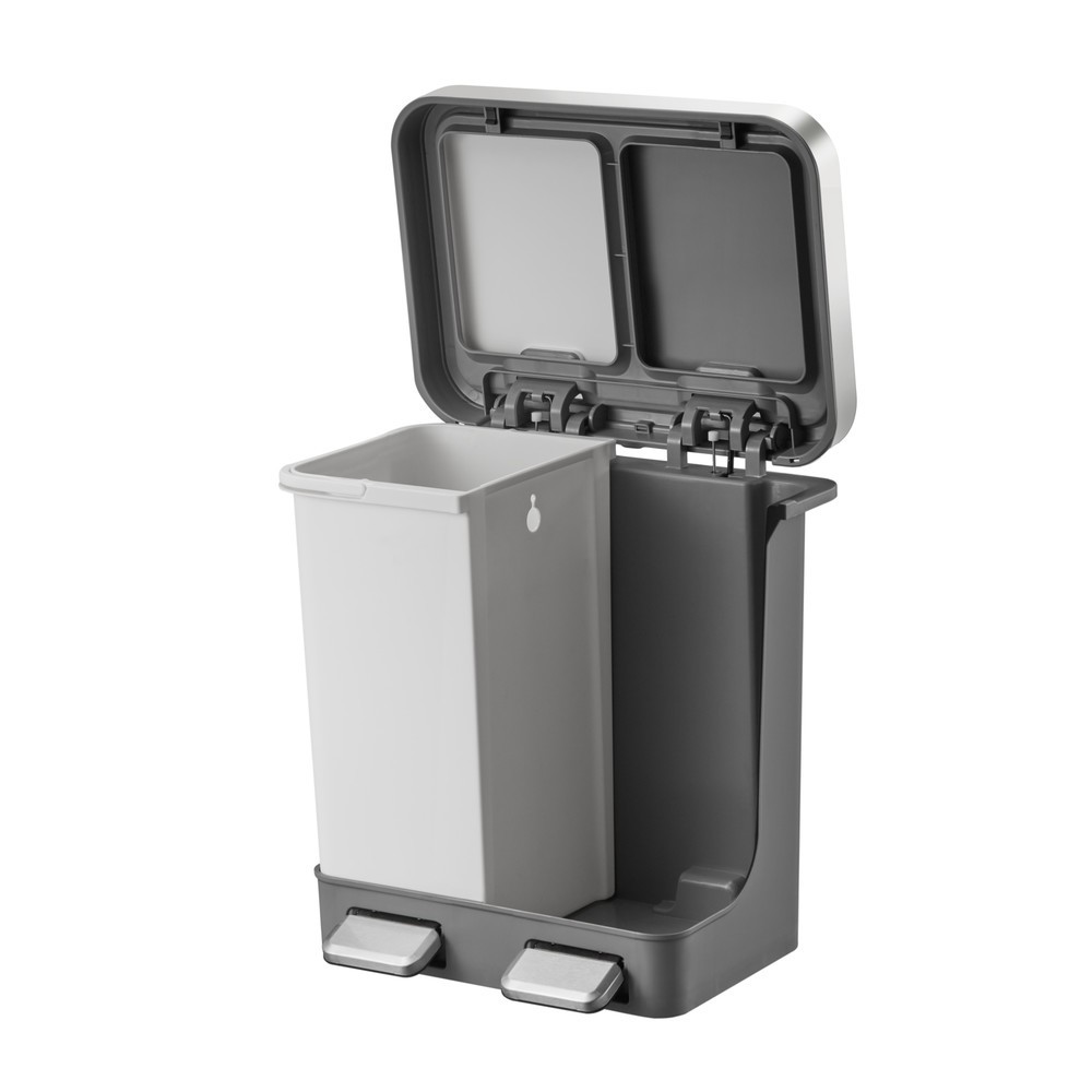 Número de imagen del producto 5: Cubo de residuos con pedal EKO Hana Duo, 2 x 10 litros, blanco, gris