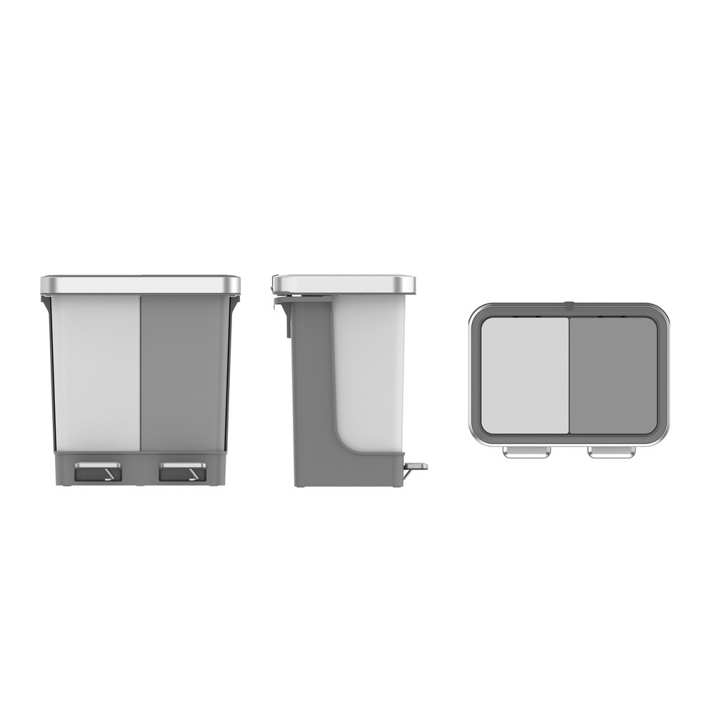 Número de imagen del producto 11: Cubo de residuos con pedal EKO Hana Duo, 2 x 10 litros, blanco, gris