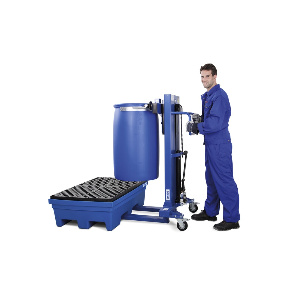 Elevador con grapa para barriles, para barriles de acero y de PE, chasis de arrastre estrecho, altura de elevación de 520 mm Número de imagen del producto 4: Elevador con grapa para barriles, para barriles de acero y de PE, chasis de arrastre estrecho, altura de elevación de 520 mm