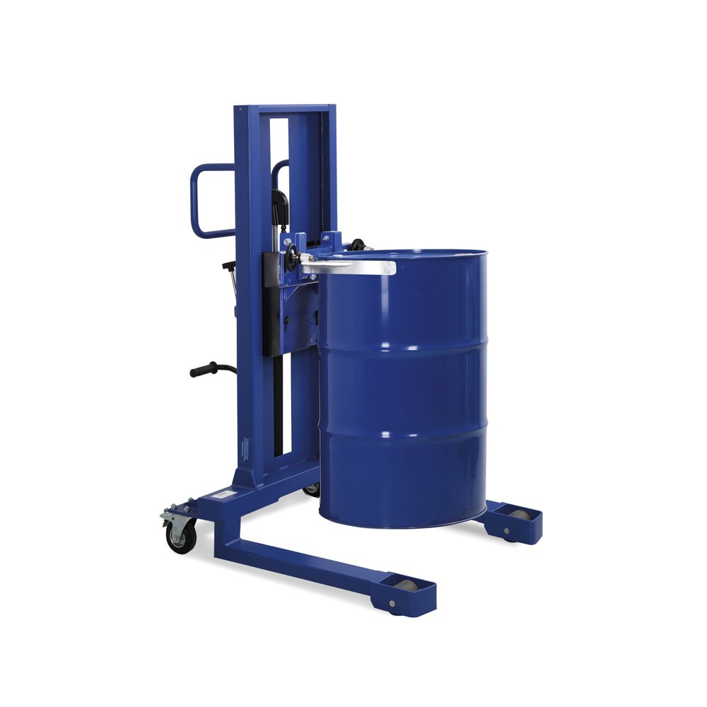 Número de imagen del producto 1: Elevador con grapa para barriles, para barriles de acero y de PE, chasis de arrastre ancho, altura de elevación de 520 mm
