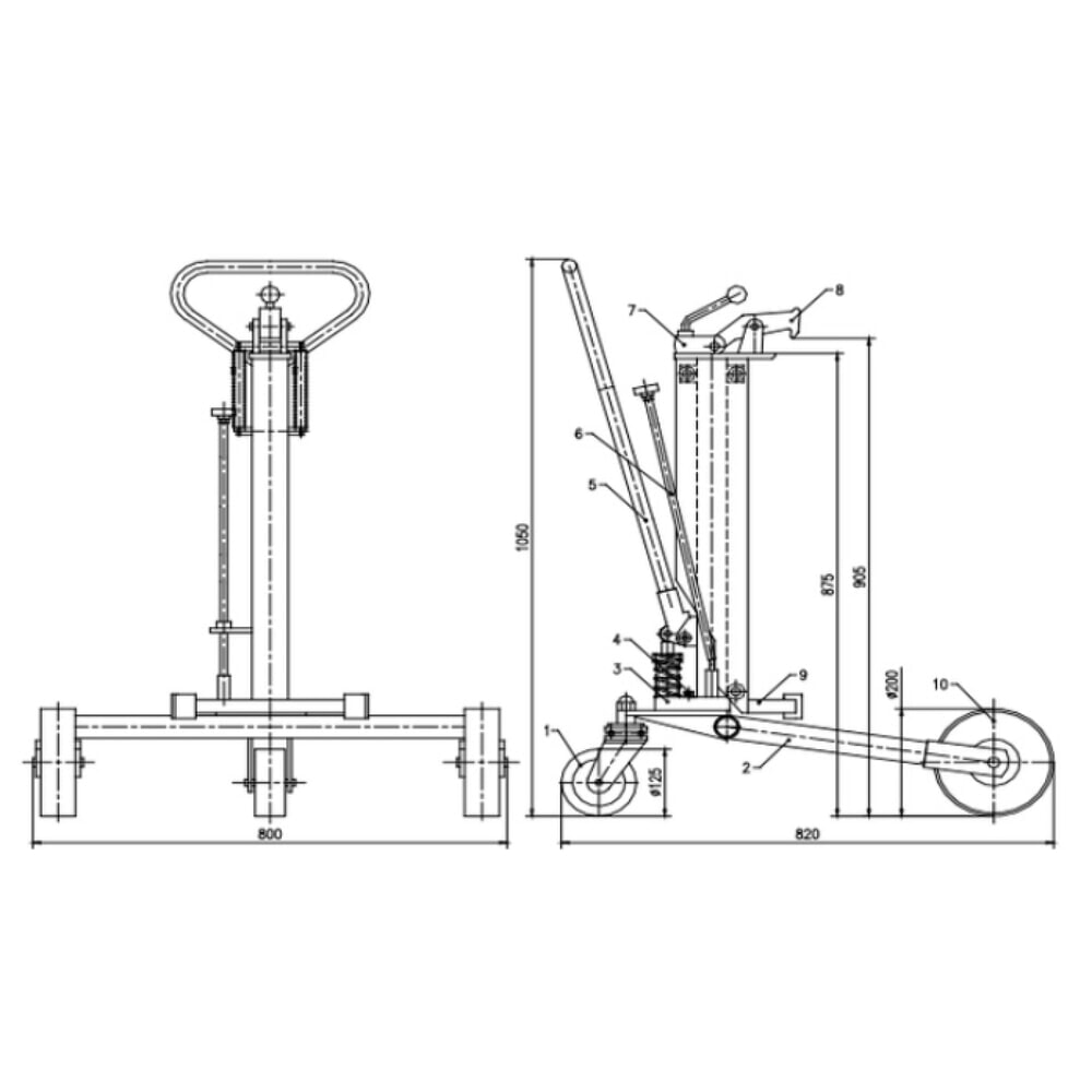 Número de imagen del producto 2: Elevador de bidones con barra timón, altura de elevación 345 mm, CC 250 kg, RAL 3020 rojo tráfico