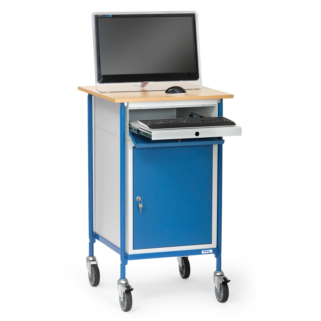 Número de imagen del producto 3: Escritorio móvil fetra® Premium con armario + cajón para teclado, 1 estante fijo + 2 ajustables